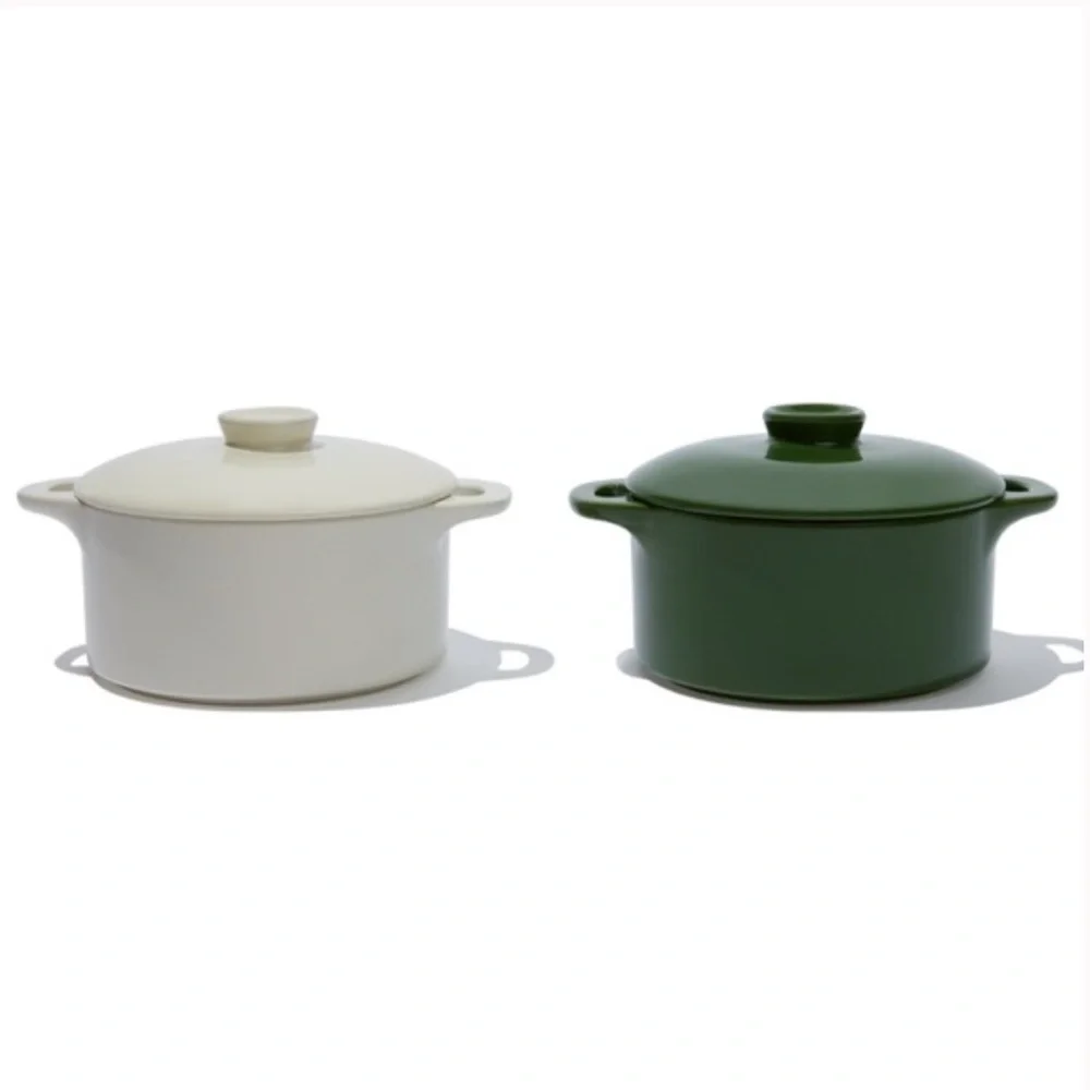 Green and White Ceramic Soup Bowls